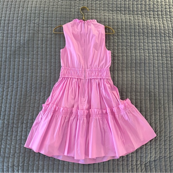 Lilly Pulitzer Elina Cotton Poplin Stretch Tiered Ruffle Pink Dress Size 0 - Picture 4 of 8